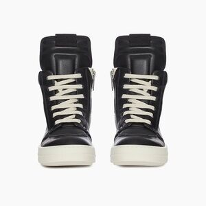 Rick Owen geobaskets Black High-Top Sneakers with White Laces